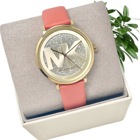 ???NWT ???MICHAEL KORS Three-Hand Grapefruit Leather Watch MK2964 main image 5